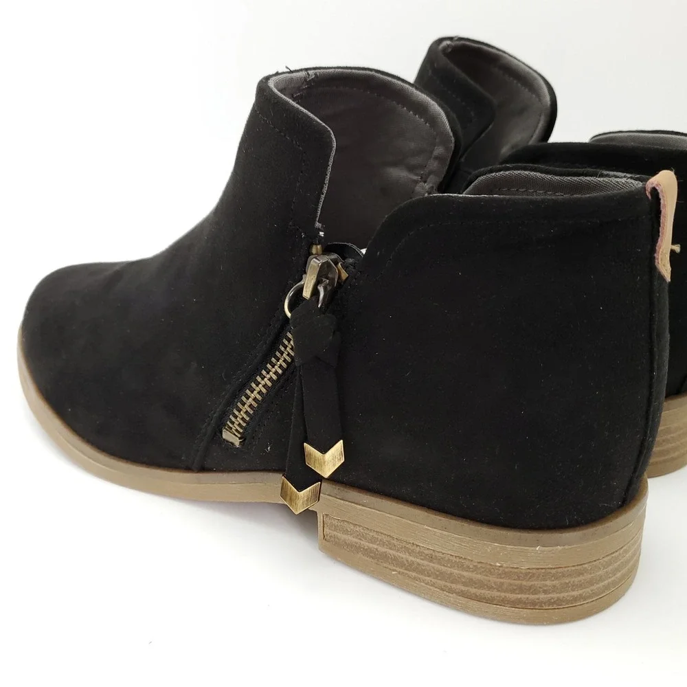 Dr. Scholls Astir SIZE 11 Women's Suede Side Zip Ankle Boots Booties Black
